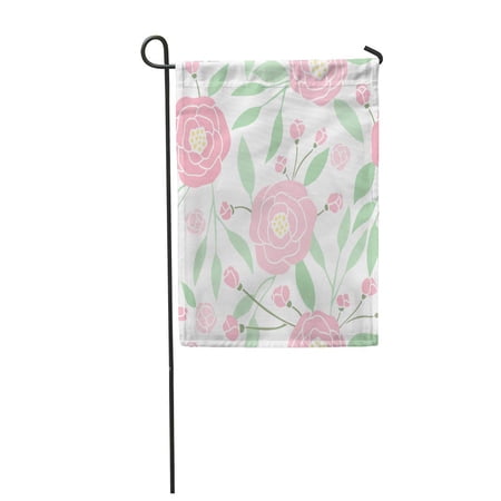 SIDONKU Green Floral Beautiful Peony Pink Pattern Watercolour Bloom Blossom Garden Flag Decorative Flag House Banner 28x40 inch