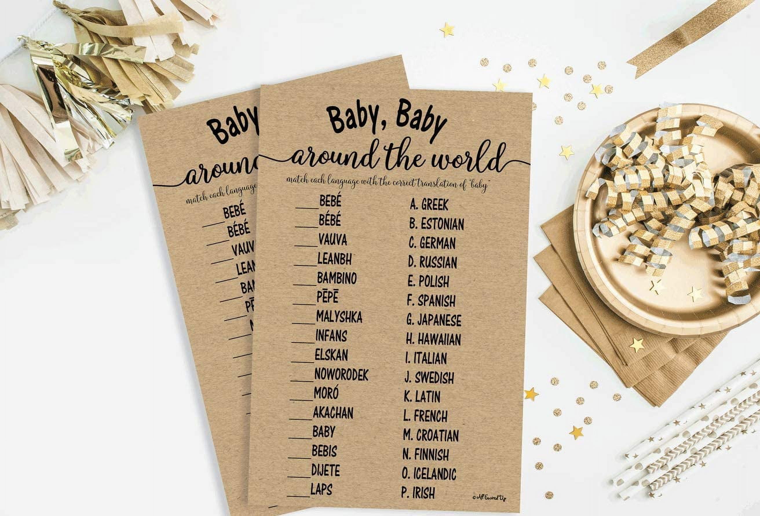 Kate Aspen Kraft Bear Diaper Raffle & Baby Shower Game Set - Includes Bingo Cards, DIY Scratch-Offs, Tickets (50-Piece Set)
