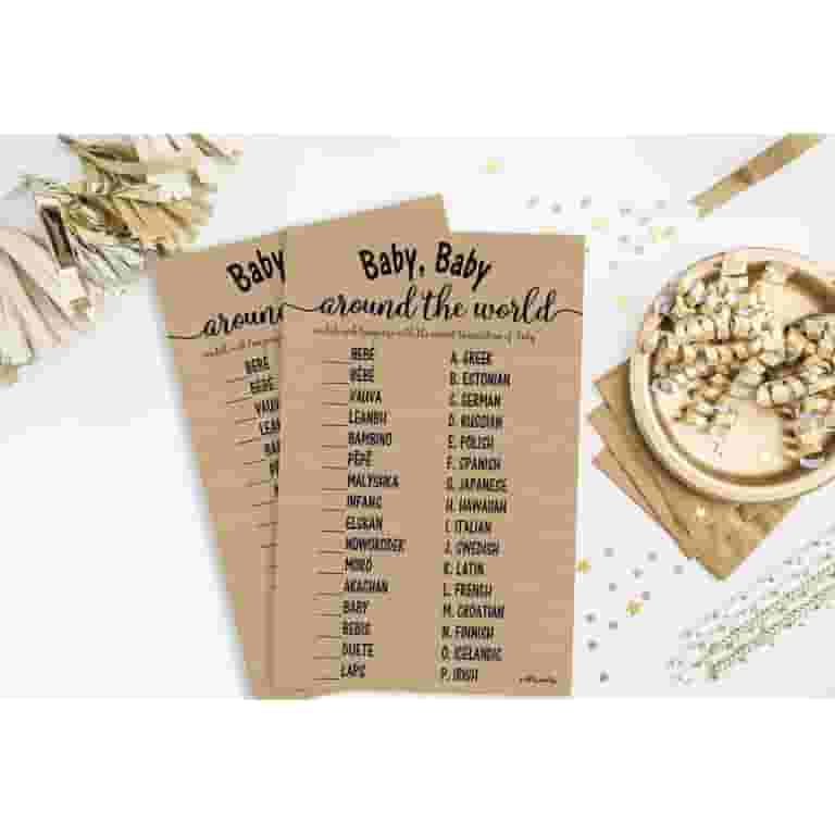 Kate Aspen Kraft Bear Diaper Raffle & Baby Shower Game Set - Includes Bingo Cards, DIY Scratch-Offs, Tickets (50-Piece Set)