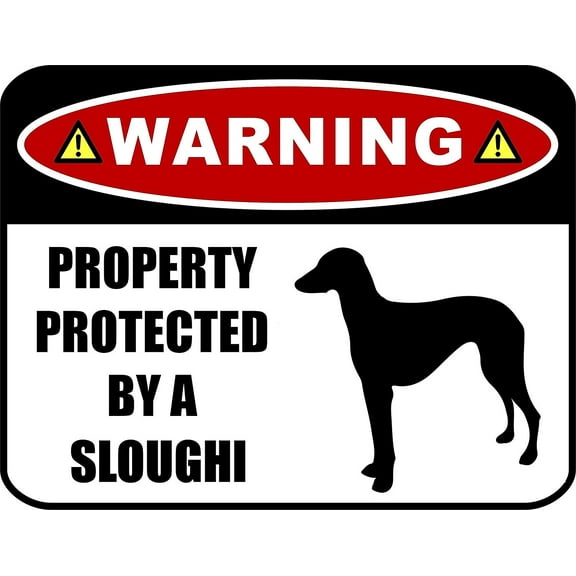 PCSCP Warning Property Protected by a Sloughi (SILHOUETTE) 11.5 inch x 9 inch Laminated Dog Sign