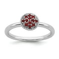 thumbnail image 1 of 925 Sterling Silver Stackable Expressions Garnet Rhodium Ring Size: 10; for Adults and Teens; for Women and Men, 1 of 5
