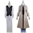 thumbnail image 3 of 26-27 Bungo Stray Dogs Dazai Osamu Cosplay Costume Wig Uniform Long Jacket Coat Suit Adult Halloween Party Costumes Outfit for Men, 3 of 4