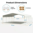 thumbnail image 6 of YOKWOK 20'x20' Heavy Duty Metal Carport, Reinforced Frame and Roof for All-Weather, Outdoor Galvanized Car Port with Enhanced Base for Car, Boats, Beige, 6 of 8