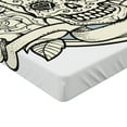 thumbnail image 2 of Ambesonne Sugar Skull Fitted Sheet, Calavera Diamond, Twin XL Size, Cream Grey Black, 2 of 3