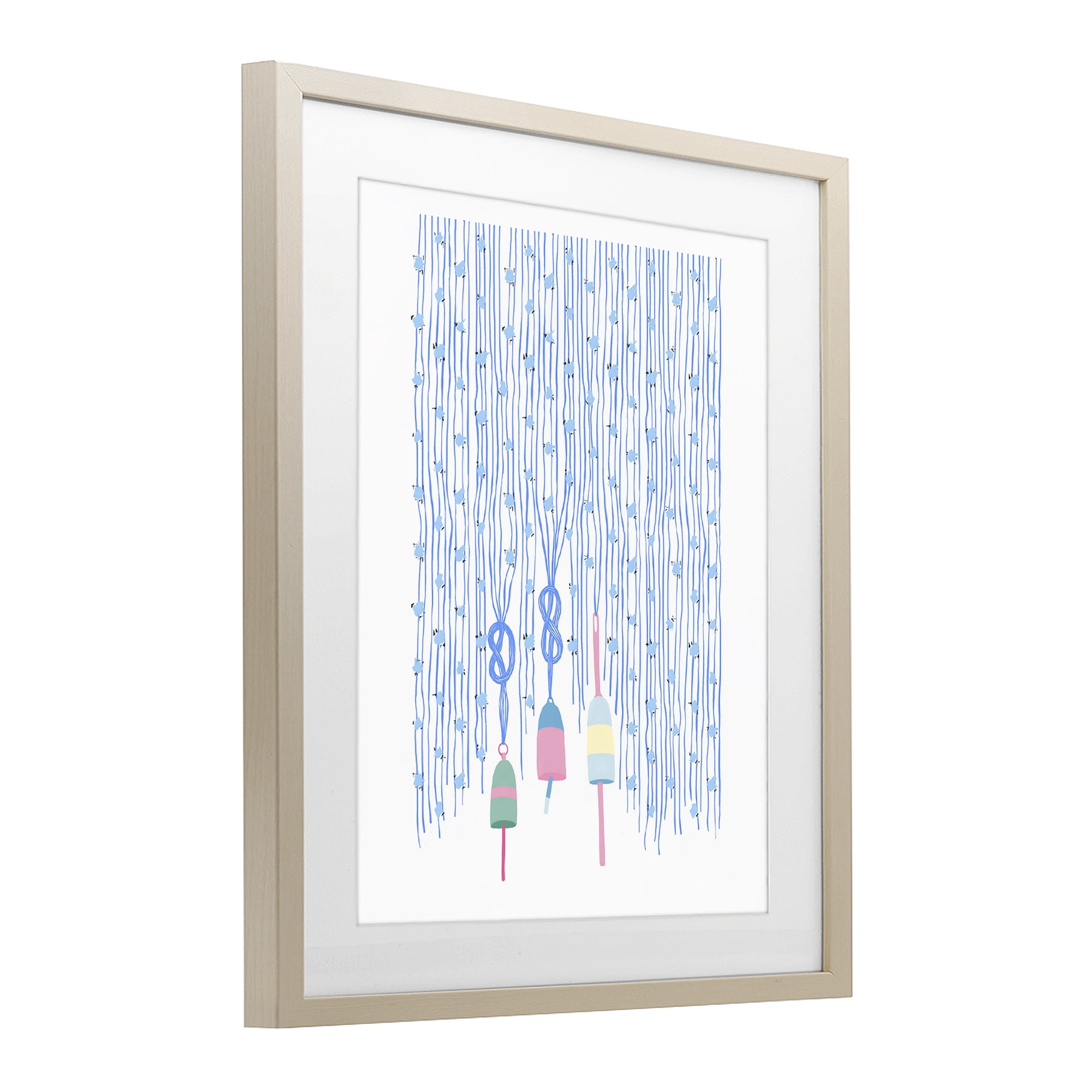 Stupell Industries Hanging Buoys on Ropes Birch Framed Print Under Glass, design by Melissa Tilley