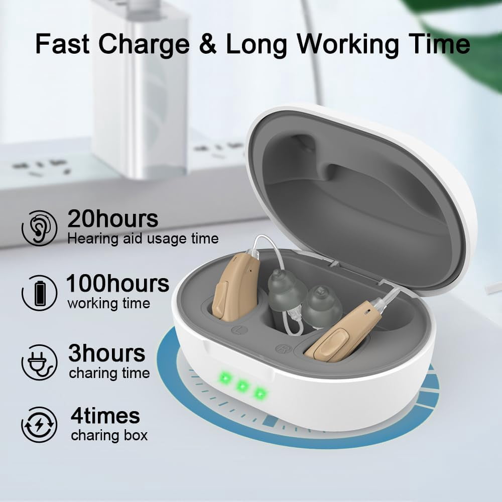 True Hearing Aids Not Amplifier 11 Channals Professional Rechargeable Waterproof Hearing Aids for Seniors Serve with Noise Cancelling Hearing Aid with Magnetic Charging Box