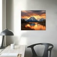 thumbnail image 3 of JRXY Smoke Mountain Wall Art Sunset Natural Landscape Wall Decoration Mountain Range Lake Reflection Painting Park Poster Living Room Office Decoration Art 16x12in, 3 of 4