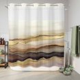 thumbnail image 6 of No Hook Shower Curtain, Marble Brown Gold Shower Curtains for Bathroom with See Through Top Window, Abstract Watercolor Geometric Rock Waterproof & Washable Bath Curtain 66"x72", 6 of 9