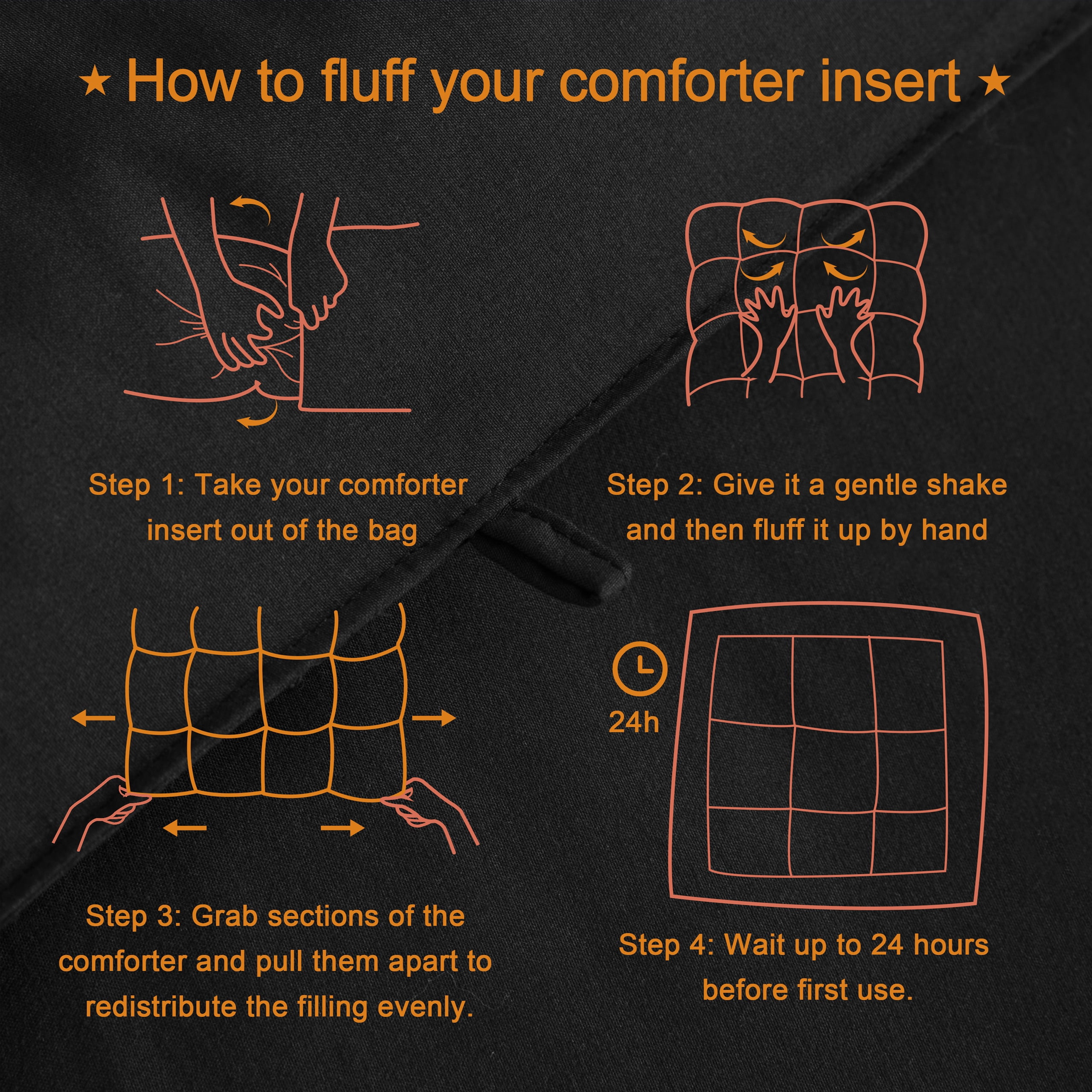Ntbay Twin Size Down Alternative Comforter Duvet Insert, All Season Reversible Quilted Bedding with Corner Tabs, Breathable, 68x90 inches, Black