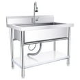 thumbnail image 3 of Kitchen Sink with Hot & Cold Water Pipes and pull-out Faucet, Commercial Kitchen Farmhouse Sink, Free-Standing Commercial Sink, Heavy Duty Outdoor Freestanding Kitchen Sink for Farmhouse Kitchen, 3 of 9