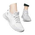 thumbnail image 3 of Daznico Women's Fly Weave Running Shoes - Breathable Mesh Platform Sneakers for Casual Wear,Color:White,Size:7.5, 3 of 8