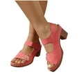 thumbnail image 4 of Hoshose Wide Width Sandals for Women Open Toe Low Block Sandals Party Dress Pumps, 4 of 9