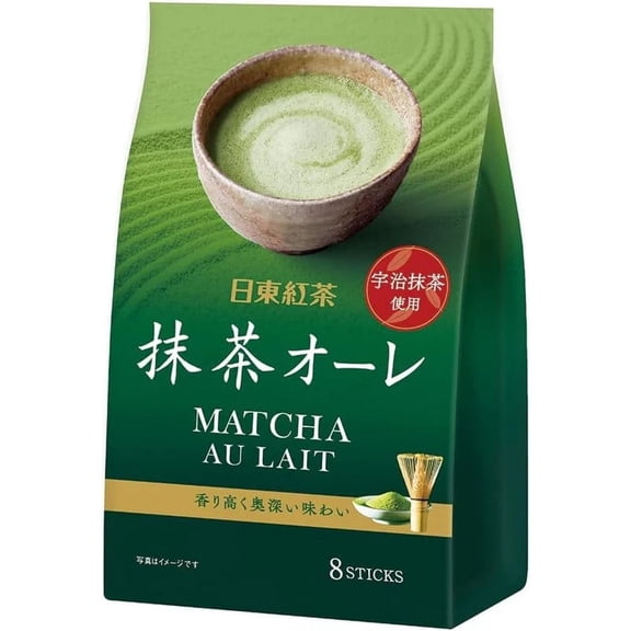 Nitto Kocha Matcha Au Lait Instant Green Tea Latte Mix, 8 Sticks