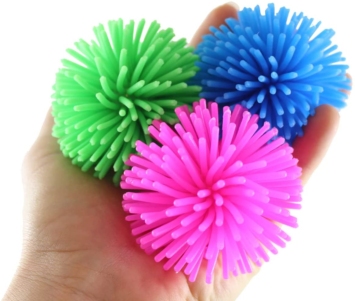 3 Jumbo 2.5" Soft Mini Spike Hedge Balls Spiky Wooly Porcupine Balls