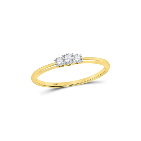 Diamond Princess 10kt Yellow Gold Womens Round Diamond 3-stone Promise Ring 1/6 Cttw