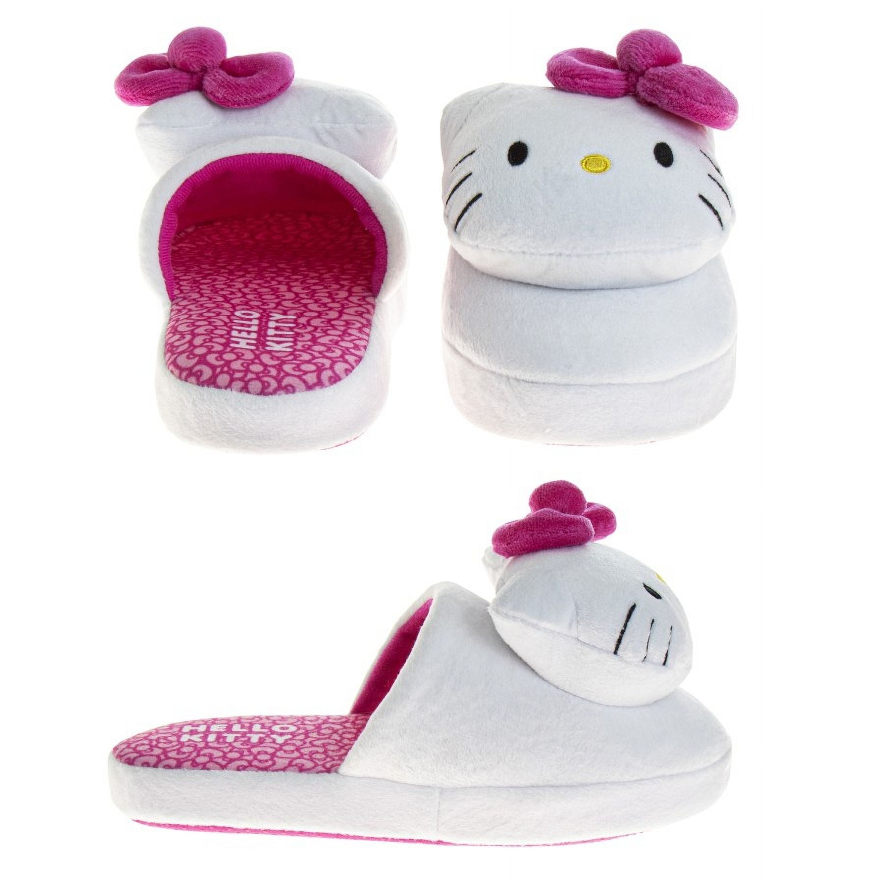Hello Kitty Ladies Dual Sizes Slipperswhite Fuchsia, Size: 7-8