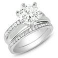 thumbnail image 4 of His & Her Sterling Silver 1 Carat CZ Bridal Set & Men's Black Wedding Band Hers 7 His 11, 4 of 7