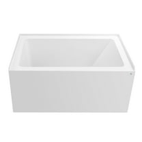 Vanity Art Acrylic Alcove Bathtub with 3 Side Tiling Flange, 48 x 32 inches Slip Resistant Surface 121-Degree Backrest Shower Tub, Reinforced Fiberglass Left Drain Soaking Tub
