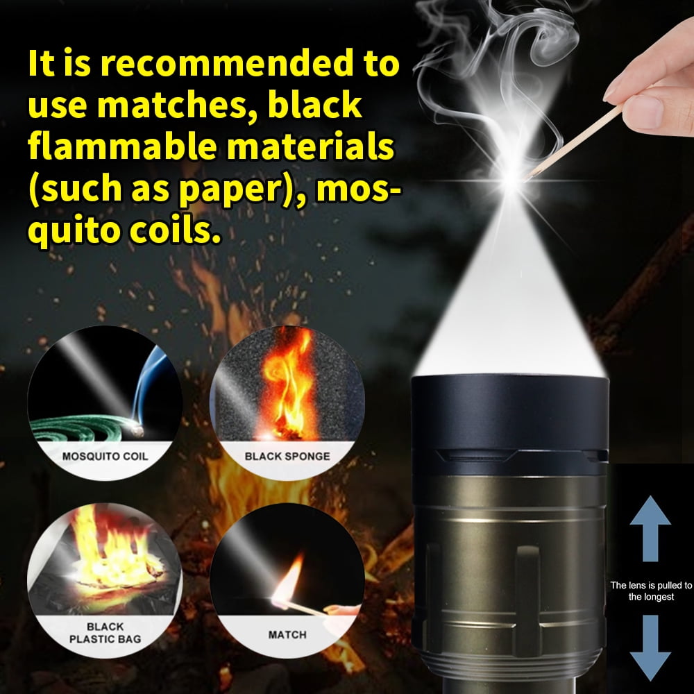 light fire in wild 100000 High Lumens ignition Flashlights,Usb Rechargeable Powerful Waterproof Super Very Bright Lighting,Aluminum alloy