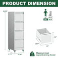thumbnail image 4 of Hassch Rolling File Cabinet with Lock for Home Office, Metal File Cabinet with 4 Drawers for A4/Letter/Legal, Assembly Required, White, 4 of 11