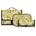 thumbnail image 3 of 3-Piece Travel Toiletry Bag Set, Hanging Wash Bag with Makeup Bag & Brush Case,Waterproof Cosmetic Organizer for Travel, Gym & Home Yellow Gingham with Daisies Pattern, 3 of 10