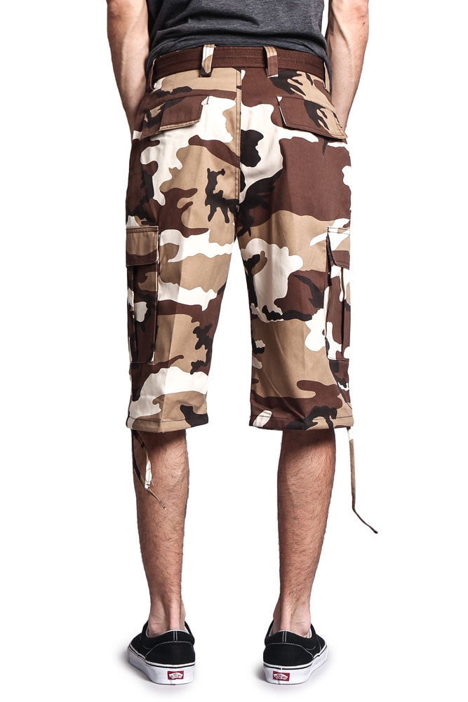 G-style USA Men's Belted Camo Cargo Shorts 9AP10 - TEAL CAMO