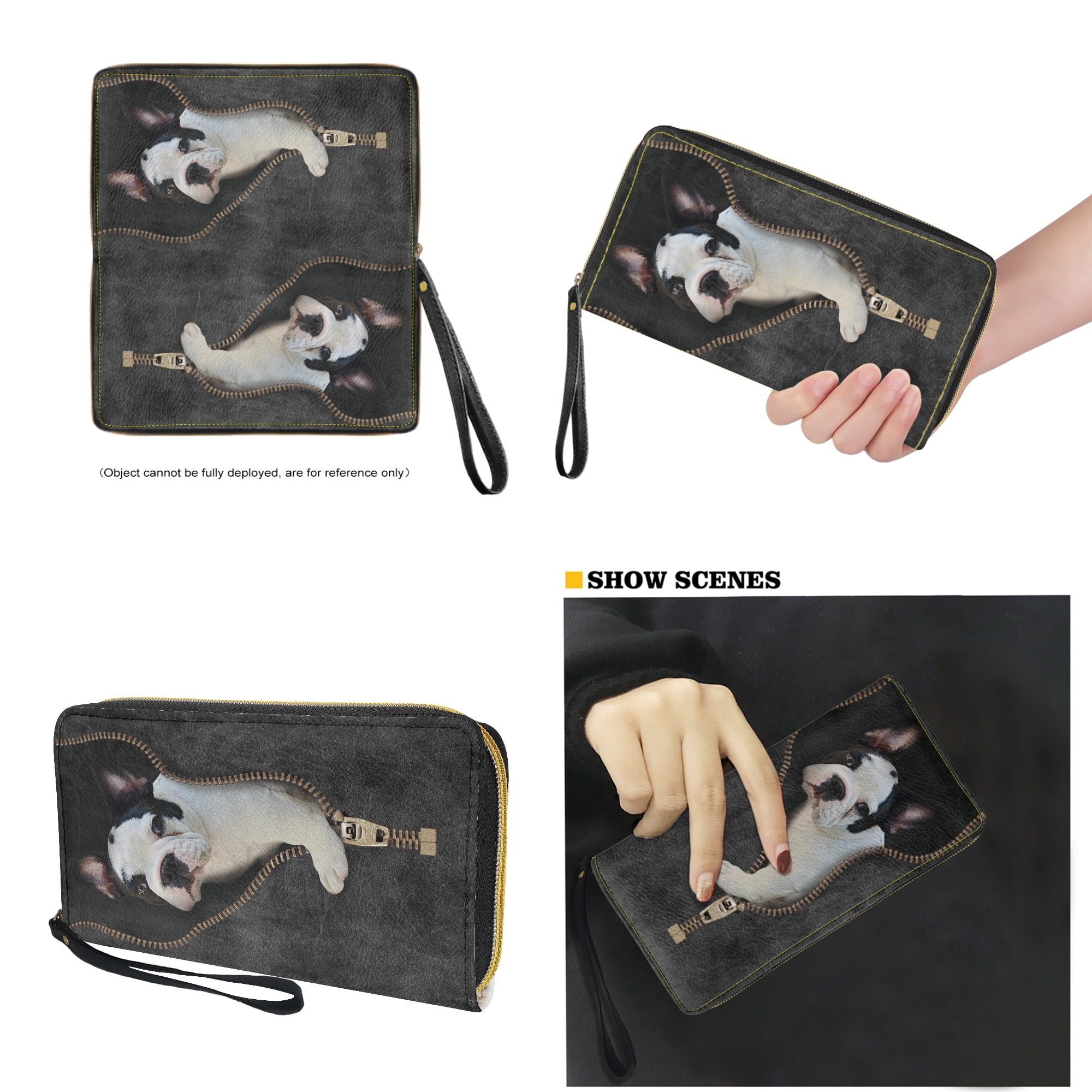 ZUXONGSY Bulldog Print Women's Leather Tote Bag and Wallet Set Lightweight Top Handle Satchel Purse with Matching Clutch for Shopping Work