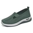 thumbnail image 4 of Viluyesy Womens Slip-On Sneaker, Mesh Breathable Wide Width Soft Sole Flat Casual Shoes Green US4.5, 4 of 5