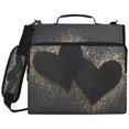 thumbnail image 2 of Zipper Binder with Shoulder Strap 2 inch 3 Ring Waterproof File Folder Organizer Bag 500 Sheet Black Hearts with Gold Glitter, 2 of 8