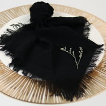 SUNTQ Handmade Cotton Napkins with Fringe 12 pack，Bulk Dinner Napkins Table Napkins for Fall Thanksgiving Christmas Party Wedding Decoration, Black