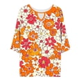 thumbnail image 7 of Hxshgdsn 3/4 Sleeve Tops For Women Plus Size V Neck Cutout Loose Fit Boho Floral Printed Shirts Casual Spring Summer Trendy Clothes Orange Xl, 7 of 7