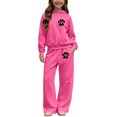 thumbnail image 7 of Auroural Girls Sweatsuit 2 Piece Sets Kids Hoodie Sweatshirts Children's Winter Printed Hooded Sweatshirt Wide-Leg Pants Casual Sports Fleece-Lined Warmth Two-Piece Set Kids, 7 of 7