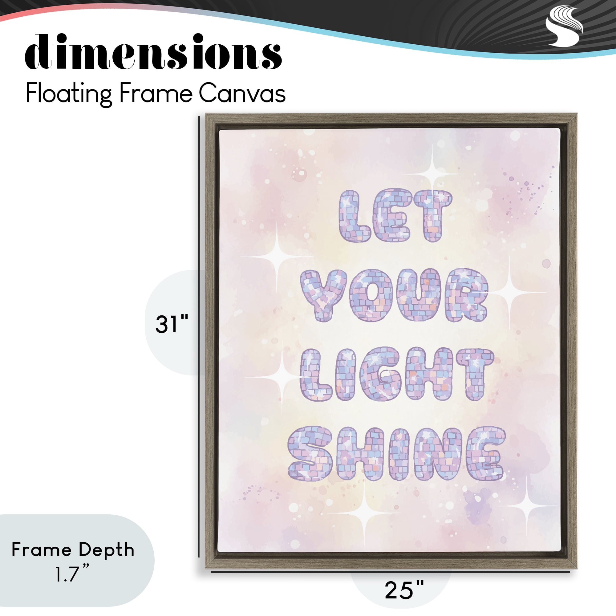 Stupell Industries Let Your Light Shine Pastels Brown Framed Floater Canvas Wall Art, design by Lil' Rue