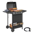 thumbnail image 1 of Outsunny 3+1 Burner Propane Gas BBQ Grill, Portable Gas Grill, Black, 1 of 10