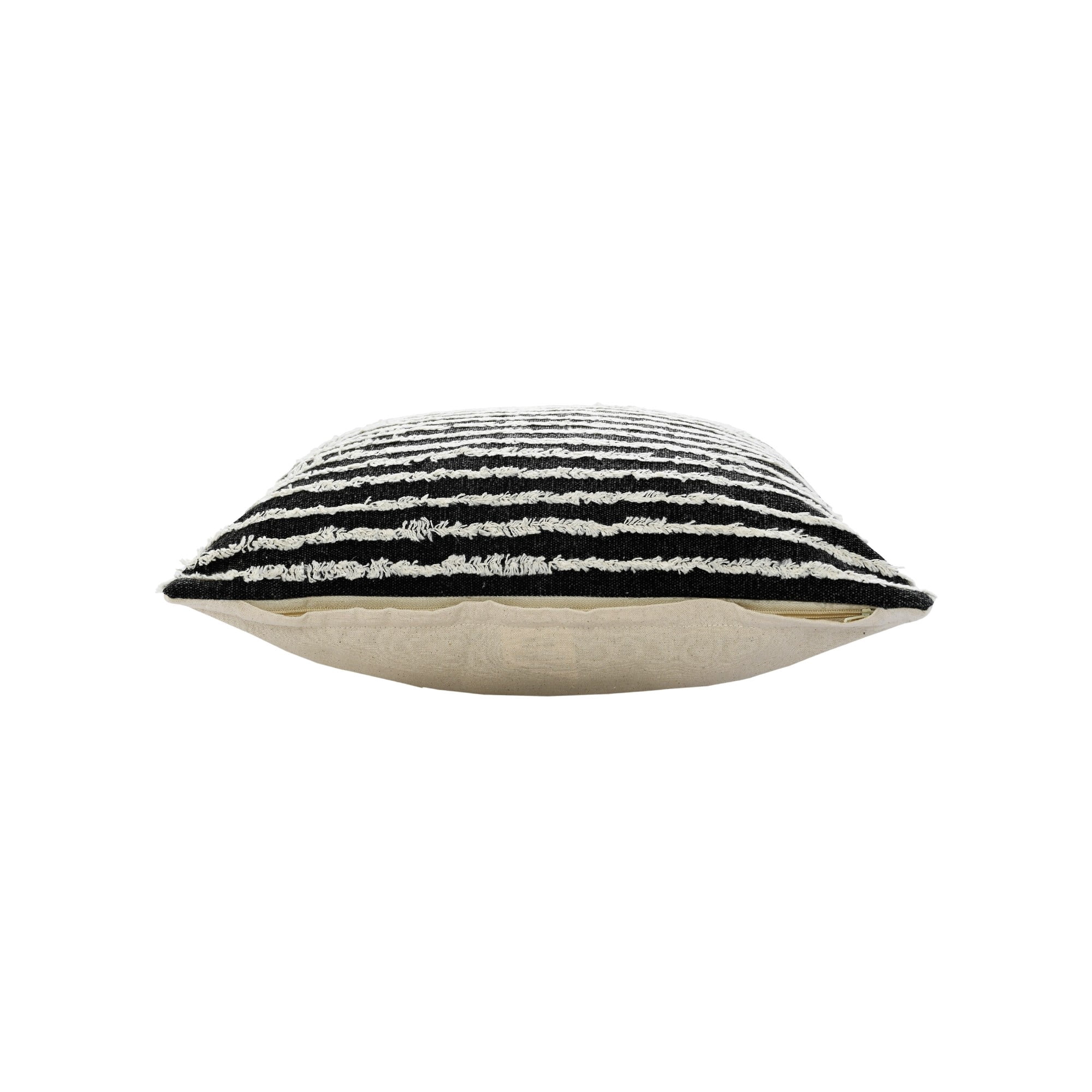 Laddha Home Designs Handmade Striped Square Cotton Throw Pillow Cover - 20" - Black and White