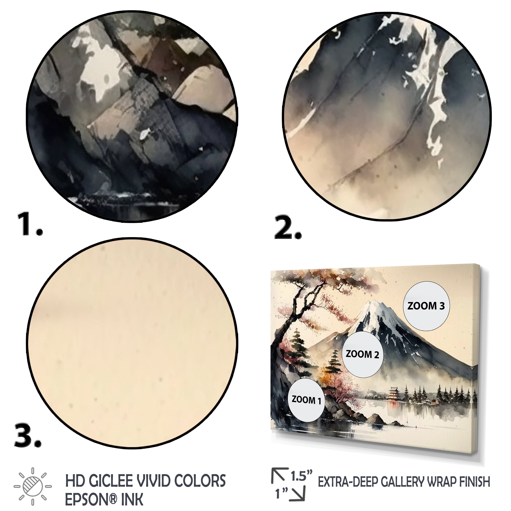 Designart Japanese Landscape In Watercolor II Canvas Wall Art