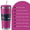 thumbnail image 5 of Pink Insulated Metal Tumbler with Straw 24 Oz 1 Pack, Double Walled Stainless Steel Sports Tumbler, Travel Cup for Coffee Smoothie Juice Water Tea with Snoep in Beperkte Oplage, 5 of 7