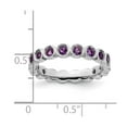 thumbnail image 2 of 925 Sterling Silver Bezel Polished Patterned Stackable Amethyst Ring Size 6 Stackable Ring for Women, 2 of 2