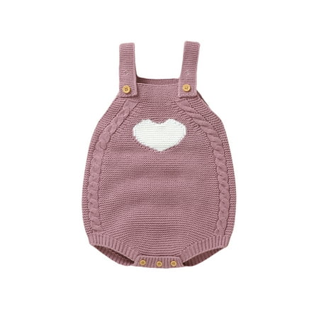 

Suealasg Infant Boys Girls Sweater Romper Clothes 3M 6M 9M 12M 18M Newborn Sleeveless Heart Print Knit Jumpsuit Baby Summer Valentine s Day Overalls Bodysuit