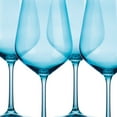 thumbnail image 5 of Set of Four Translucent Aqua Blue Large Wine Glasses, 5 of 6