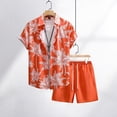 thumbnail image 6 of IWRICH Hawaiian Shirt Set for Men Short Sleeves Tropical Printed Shirts and Shorts 2 Piece Casual Button down Summer Beach Floral Outfits 18-Orange XL, 6 of 7