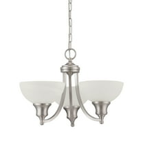 F5453-53-Sunset Lighting-Alton - Three Light Chandelier   Satin Nickel Finish with Faux Alabaster Glass