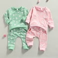 thumbnail image 3 of KYAIGUO Baby Girls 2 Pieces Sweatshirt Outfit Flower Print Long Sleeve Sweatshirt and Elastic Pants Set Infant Cute Spring Fall Clothes, 3 of 9