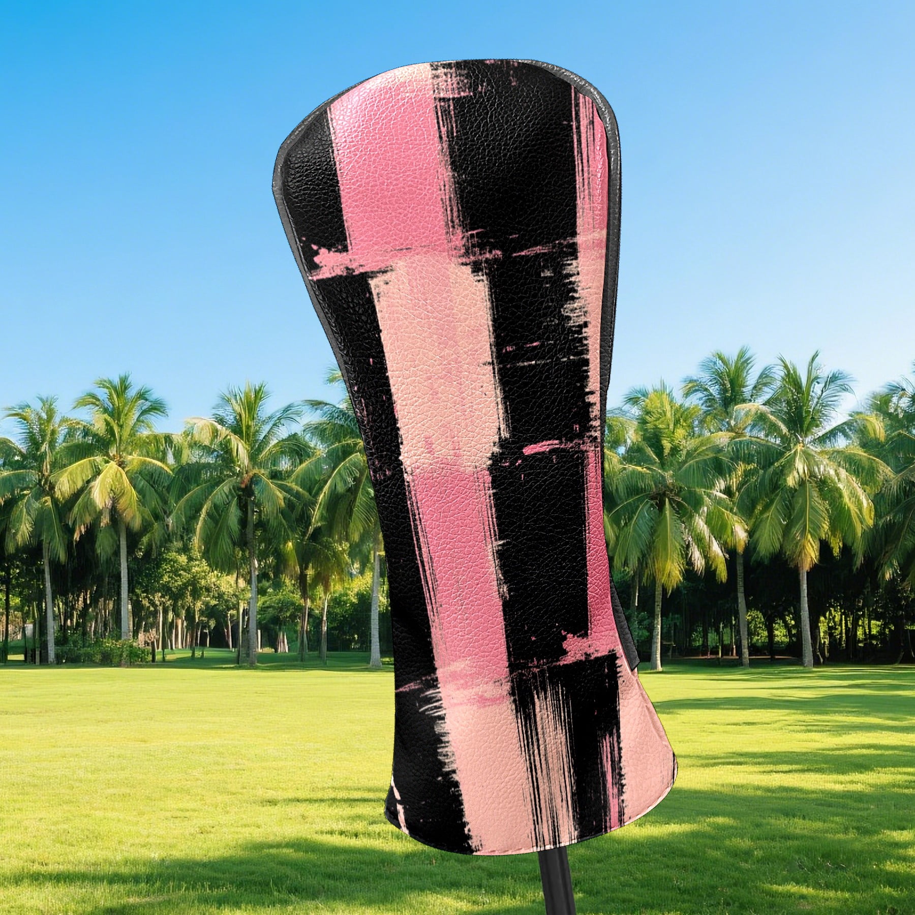 Golf Club Covers PU Leather Waterproof Head Covers for Fairway Woods Hybrids Gradient Grid