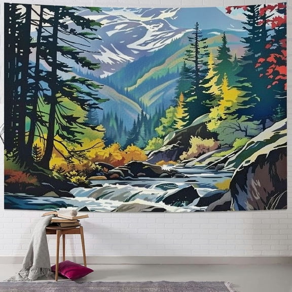 BCIIG Trees Mountain Tapestry Wall Hanging Unique Style Graphic Tapestries Home Wall Decor Art for Living Room Bedroom Apartment Farmhouse Dorm 40x30inch