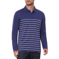 thumbnail image 4 of INSPIRE CHIC Men's Casual Long Sleeves Contrast Striped Golf Polo T-Shirts S Navy Blue, 4 of 6