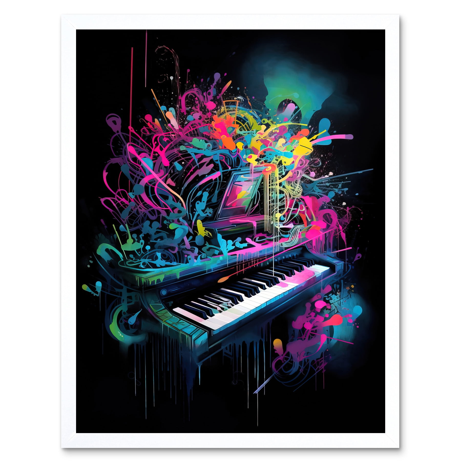 Melodic Explosion Piano Bursting in Vibrant Colours Modern Acrylic
