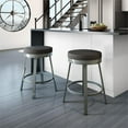 thumbnail image 2 of Amisco Clock 26" Faux Leather Swivel Counter Stool in Black/Glossy Gray, 2 of 6