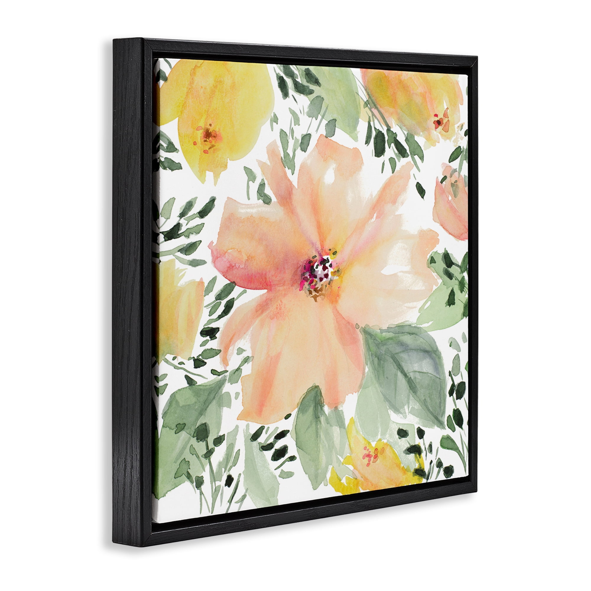 Stupell Industries Birds Eye Flowers Botanical & Floral Painting Black Floater Framed Art Print Wall Art, 18 x 18