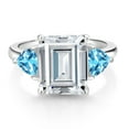 thumbnail image 2 of Gem Stone King 925 Sterling Silver Swiss Blue Topaz Ring Set with Moissanite (8.54 Cttw), 2 of 3